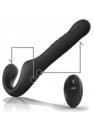 Черный безремневой страпон с вибрацией и возвратно-поступательными движениями - 24 см. - Ibiza - купить с доставкой в Новочебоксарске