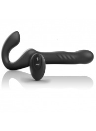 Черный безремневой страпон с вибрацией и возвратно-поступательными движениями - 24 см. - Ibiza - купить с доставкой в Новочебоксарске