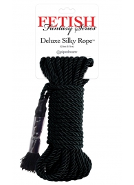Черная веревка для фиксации Deluxe Silky Rope - 9,75 м. - Pipedream - купить с доставкой в Новочебоксарске