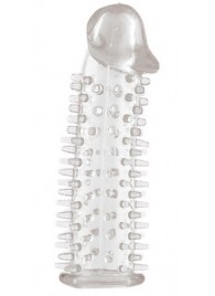 Прозрачная насадка на половой член с закрытой головкой и шипами - 12,5 см. - Toyfa Basic - в Новочебоксарске купить с доставкой