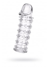 Гелевая прозрачная насадка с шипами - 12 см. - Toyfa Basic - в Новочебоксарске купить с доставкой