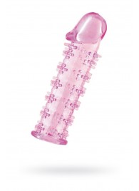 Гелевая розовая насадка на фаллос с шипами - 12 см. - Toyfa Basic - в Новочебоксарске купить с доставкой