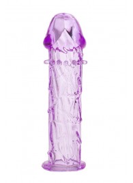 Гладкая фиолетовая насадка с усиками под головкой - 12,5 см. - Toyfa Basic - в Новочебоксарске купить с доставкой