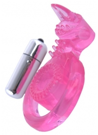 Розовая вибронасадка со стимулятор клитора   Язычок - Toyfa Basic - в Новочебоксарске купить с доставкой