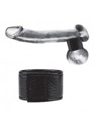 Чёрная утяжка на мошонку 1  Velcro Ball Stretcher - BlueLine - купить с доставкой в Новочебоксарске