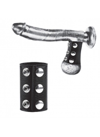 Чёрная утяжка на кнопках 100% PVC STRAP WITH METAL SNAP - BlueLine - купить с доставкой в Новочебоксарске