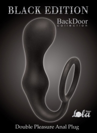 Чёрное эрекционное кольцо с анальной пробкой Double Pleasure Anal Plug - Lola Games - в Новочебоксарске купить с доставкой