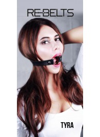 Чёрный кожаный чокер-кляп Tyra Black - Rebelts - купить с доставкой в Новочебоксарске