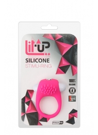 Розовое эрекционное кольцо с щеточкой LIT-UP SILICONE STIMU RING 5 - Dream Toys - в Новочебоксарске купить с доставкой