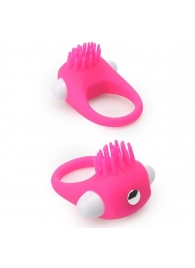 Розовое эрекционное кольцо с щеточкой LIT-UP SILICONE STIMU RING 5 - Dream Toys - в Новочебоксарске купить с доставкой