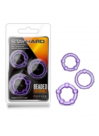 Набор из 3 фиолетовых эрекционных колец Stay Hard Beaded Cockrings - Blush Novelties - в Новочебоксарске купить с доставкой