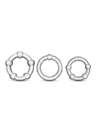 Набор из 3 прозрачных эрекционных колец Stay Hard Beaded Cockrings - Blush Novelties - в Новочебоксарске купить с доставкой