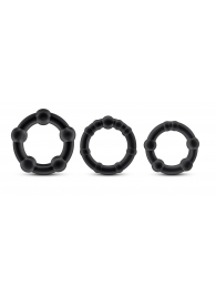 Набор из 3 чёрных эрекционных колец Stay Hard Beaded Cockrings - Blush Novelties - в Новочебоксарске купить с доставкой