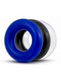 Набор из 3 разноцветных колец Stay Hard Donut Rings - Blush Novelties - в Новочебоксарске купить с доставкой
