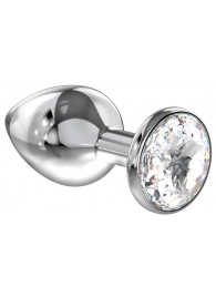 Большая серебристая анальная пробка Diamond Clear Sparkle Large с прозрачным кристаллом - 8 см. - Lola Games - купить с доставкой в Новочебоксарске