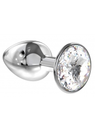 Малая серебристая анальная пробка Diamond Clear Sparkle Small с прозрачным кристаллом - 7 см. - Lola Games - купить с доставкой в Новочебоксарске
