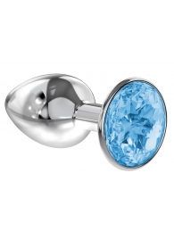 Малая серебристая анальная пробка Diamond Light blue Sparkle Small с голубым кристаллом - 7 см. - Lola Games - купить с доставкой в Новочебоксарске