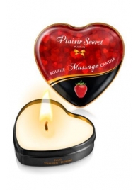 Массажная свеча с ароматом клубники Bougie Massage Candle - 35 мл. - Plaisir Secret - купить с доставкой в Новочебоксарске