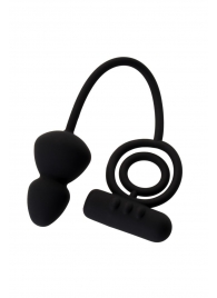 Чёрное эрекционное кольцо с вибростимулятором и анальным хвостом - Erotist Adult Toys - в Новочебоксарске купить с доставкой