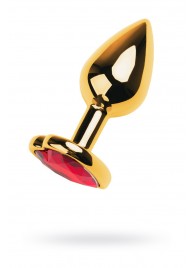 Золотистая анальная пробка с кристаллом-сердцем - 7,5 см. - ToyFa - купить с доставкой в Новочебоксарске