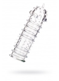 Прозрачная насадка на пенис TOYFA A-Toys с ребрами и точками - 15,3 см. - A-toys - в Новочебоксарске купить с доставкой