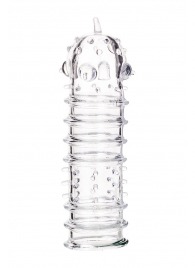 Прозрачная насадка на пенис TOYFA A-Toys с ребрами и точками - 15,3 см. - A-toys - в Новочебоксарске купить с доставкой