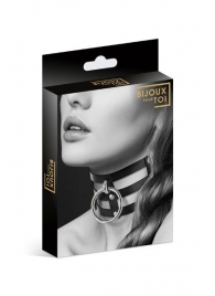 Чёрный тройной чокер с большим кольцом - Bijoux Pour Toi - купить с доставкой в Новочебоксарске