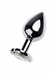 Серебристая анальная пробка с прозрачным кристаллом-сердцем - 8 см. - ToyFa - купить с доставкой в Новочебоксарске