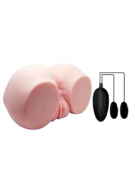 Телесный мастурбатор с двумя любовными тоннелями и вибрацией - Baile - в Новочебоксарске купить с доставкой
