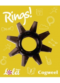 Чёрное эрекционное кольцо Rings Cogweel - Lola Games - в Новочебоксарске купить с доставкой