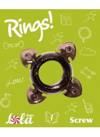 Чёрное эрекционное кольцо Rings Screw - Lola Games - в Новочебоксарске купить с доставкой