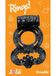 Чёрное эрекционное кольцо Rings Treadle с подхватом - Lola Games - в Новочебоксарске купить с доставкой