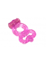 Розовое эрекционное кольцо Rings Treadle с подхватом - Lola Games - в Новочебоксарске купить с доставкой