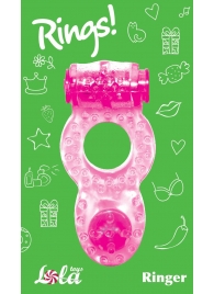 Розовое эрекционное кольцо с вибрацией Rings Ringer - Lola Games - в Новочебоксарске купить с доставкой