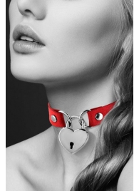 Красный чокер с замком в форме сердца - Bijoux Pour Toi - купить с доставкой в Новочебоксарске