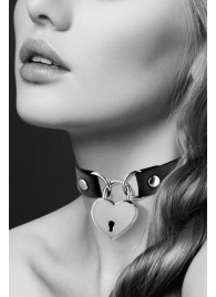 Черный чокер с замком в форме сердца - Bijoux Pour Toi - купить с доставкой в Новочебоксарске
