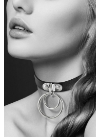 Черный чокер с двумя кольцами - Bijoux Pour Toi - купить с доставкой в Новочебоксарске