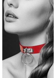Красный узенький чокер с кольцом - Bijoux Pour Toi - купить с доставкой в Новочебоксарске