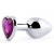 Серебристая анальная пробка с фиолетовым кристаллом-сердечком - 8 см. - Anal Jewelry Plug - купить с доставкой в Новочебоксарске