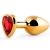 Золотистая анальная пробка с красным стразом-сердечком - 8 см. - Anal Jewelry Plug - купить с доставкой в Новочебоксарске