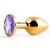 Золотистая анальная пробка с фиолетовым стразом - 7,2 см. - Anal Jewelry Plug - купить с доставкой в Новочебоксарске