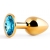 Золотистая анальная пробка с голубым стразом - 7,2 см. - Anal Jewelry Plug - купить с доставкой в Новочебоксарске