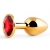 Золотистая анальная пробка с красным стразом - 7,2 см. - Anal Jewelry Plug - купить с доставкой в Новочебоксарске