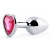 Серебристая анальная пробка с розовым кристаллом-сердечком - 7 см. - Anal Jewelry Plug - купить с доставкой в Новочебоксарске