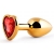 Золотистая анальная пробка с красным стразом-сердечком - 7 см. - Anal Jewelry Plug - купить с доставкой в Новочебоксарске