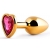 Золотистая анальная пробка с малиновым кристаллом-сердечком - 7 см. - Anal Jewelry Plug - купить с доставкой в Новочебоксарске
