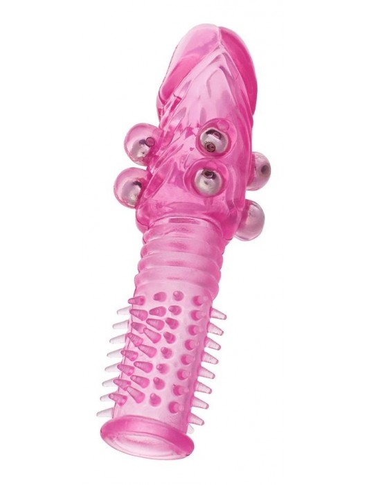 Стимулирующая розовая насадка с шишечками и шипами - 13,5 см. - Toyfa Basic - в Новочебоксарске купить с доставкой