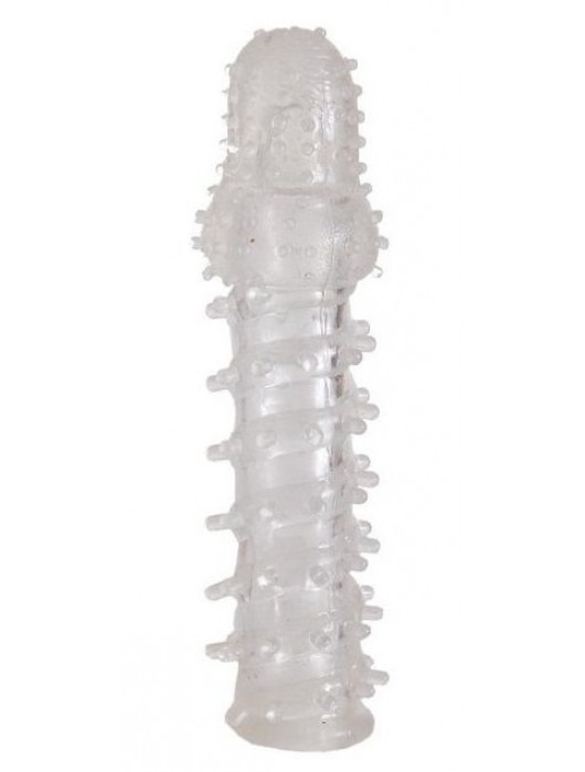 Прозрачная, закрытая насадка с шипами и точками - 13,5 см. - Toyfa Basic - в Новочебоксарске купить с доставкой