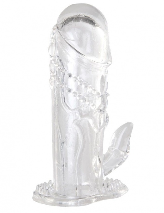 Прозрачная гелевая насадка с клиторальным отростком - 13 см. - Toyfa Basic - в Новочебоксарске купить с доставкой