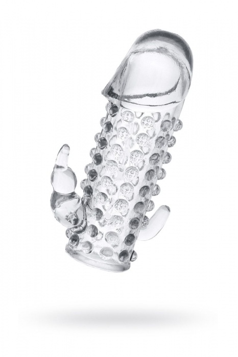 Гелевая прозрачная насадка с 2 отростками - 13 см. - Toyfa Basic - в Новочебоксарске купить с доставкой